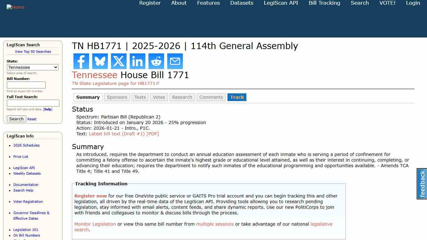 TN HB1771 | 2025-2026 | 114th General Assembly | LegiScan